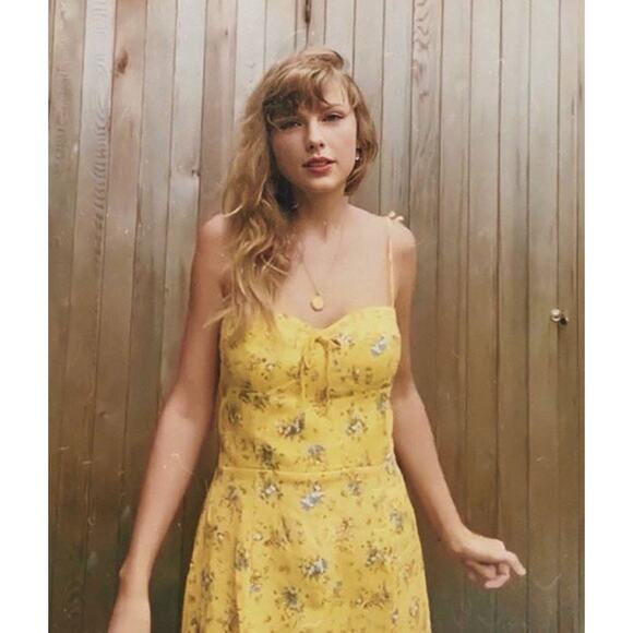 Reformation Yellow Floral Dress 2P Worn by Taylor Swift in First TikTok - Picture 3 of 8